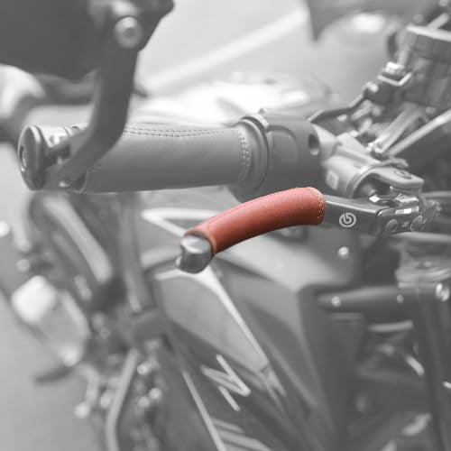 Leather Motorcycle Brake Clutch Covers, Handlebar Hand Grip Covers Throttle Grip Covers - color: Brown: Lever Cover