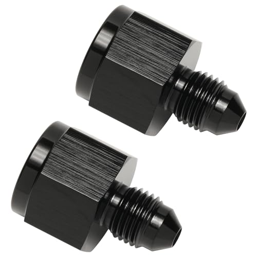 6AN Female to 3AN Male Flare Reducer Adapter Fitting Connector Aluminum Black, Pack of 2 - color: Black - 2pcs, size: 6AN Female to 3AN Male
