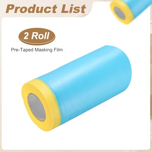 HARFINGTON 2pcs Pre-Taped Masking Film 43.3" x82ft w Plastic Sheeting,Blue - color: Blue, size: 43.3"x82ft
