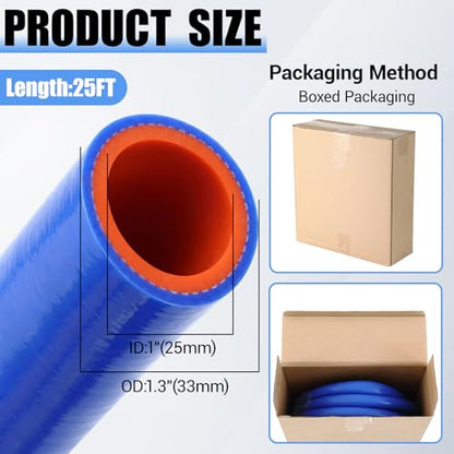 Outus 1" Id, 25ft Silicone Heater Hose,Coolant Radiator Hose, Blue, 1 - color: Blue, size: 1" ID, 25ft