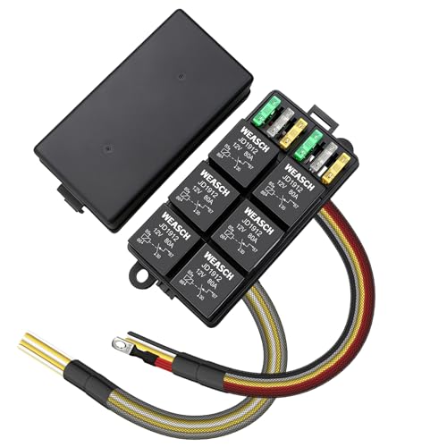 12V 80Amp Relay Box, 6 Way Pre-Wired Relay Box, 6 Relays and 6 Slot ATC/ATO Blade Fuses, Universal Relay Panel, for Automotive Car Truck Jeep - size: 80A 6 Relay 6 Fuses, style: Pre-Wired