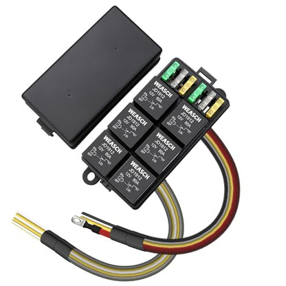 12V 80Amp Relay Box, 6 Way Pre-Wired Relay Box, 6 Relays and 6 Slot ATC/ATO Blade Fuses, Universal Relay Panel, for Automotive Car Truck Jeep - size: 80A 6 Relay 6 Fuses, style: Pre-Wired