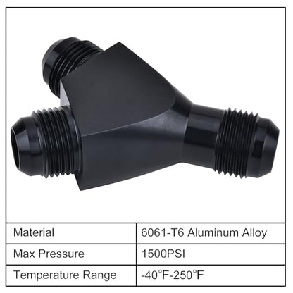 EVIL ENERGY 10AN Y Block Flare Fitting Adapter Union Splitter Black - size: 3 × 10AN