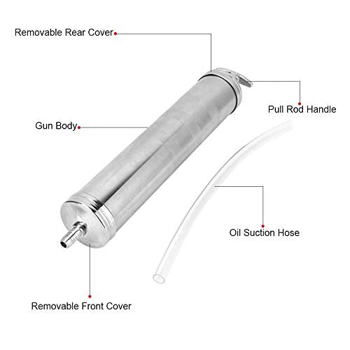 Oil Suction Gun, 500cc Aluminum Alloy Fluid Extractor with Flex Hose , Automotive Accessories Transfer Pump for Transmissions Clutches Gear Cases Differentials