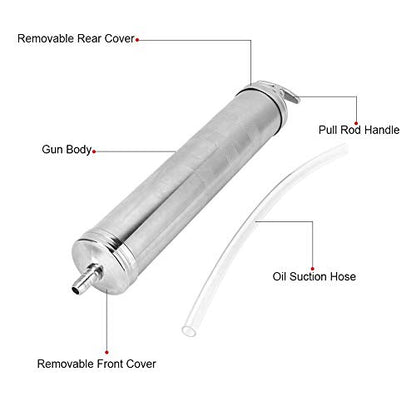Oil Suction Gun, 500cc Aluminum Alloy Fluid Extractor with Flex Hose , Automotive Accessories Transfer Pump for Transmissions Clutches Gear Cases Differentials