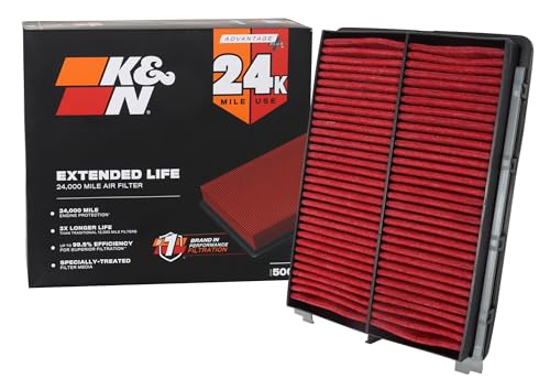 K&N Engine Air Filter: Extended Life 24,000 Mile Replacement Air Filter: Compatible with 2017-2018 HYUNDAI SANTA FE SPORT L4-2.4L F/I, KNX-5075 - style: 24K Miles -Disposable