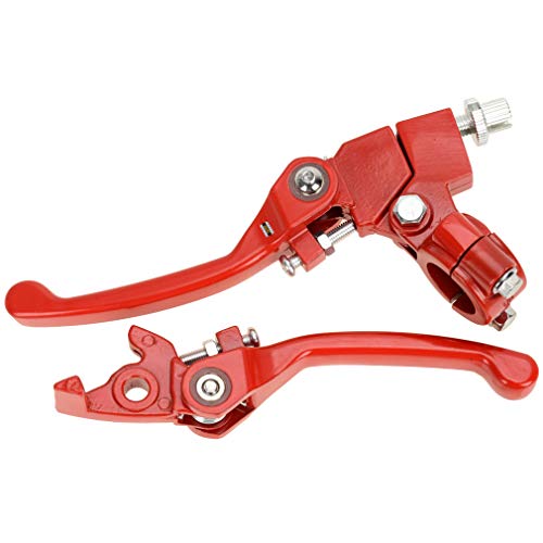 HIAORS Red Brake Folding Clutch Lever with Perch for 7/8" Handlebar 110cc 125cc SSR125 SSR70 TTR125 Xmotos Apollo Thumpstar 125 CRF50 XR klx 140 Chinese Pit Dirt Bike Motorcycle - color: Red
