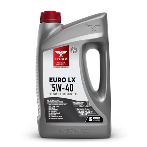 TRIAX Euro LX 5W-40 Full Syn Engine Oil - Compatible with BMW LL01, MB 229.5, 226.5, Audi/VW 502.00, 505.00, MS-12991, Porsche A40 (5 Quart) - size: 5 Quart