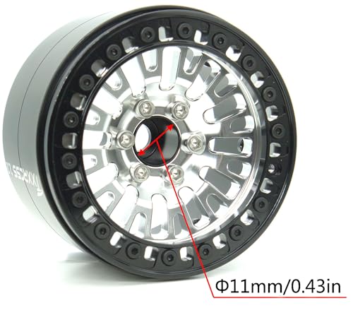 198g Super Heavy Duty 2.2 Beadlock Wheel Rims for 1/10 RC Crawle (Silver Black) - color: Silver Black