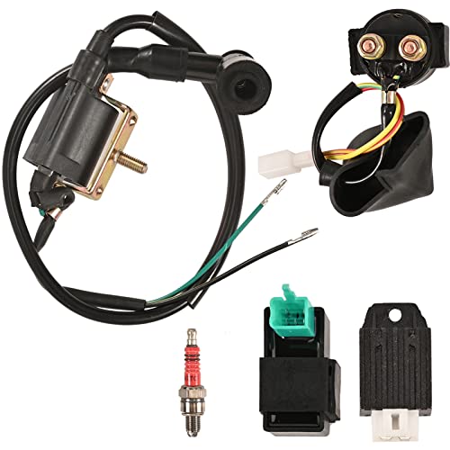 Trkimal Full Wiring Harness Loom Solenoid Relay Spark Plug Coil Regulator CDI For 4 Stroke ATV 50cc 70cc 90cc 110cc 125cc Dirt Pit Bike Buggy Quad Electric Start Engine