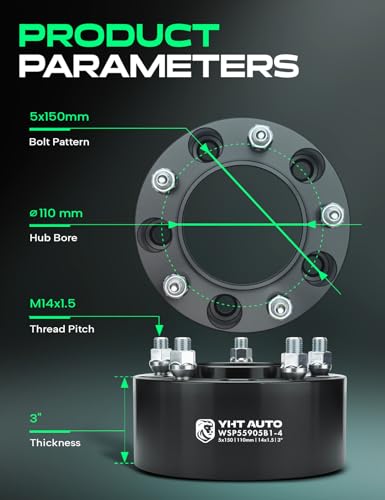 YHTAUTO 5x150 Hub Centric Wheel Spacers 3 Inch for Lexus, Toyota - size: 3 Inch Thickness, style: 4 PCS