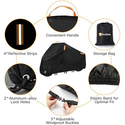300D Heavy Duty Motorcycle Cover Waterproof Outdoor Storage - size: XL = 108" x 42" x 50"