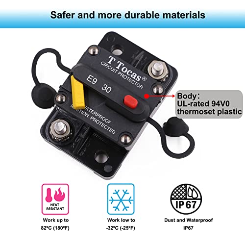 E9 30A Amp Circuit Breaker Manual Reset w/LED Indication 12V-72VDC - color: Surface Mount with LED Indication, size: 30A
