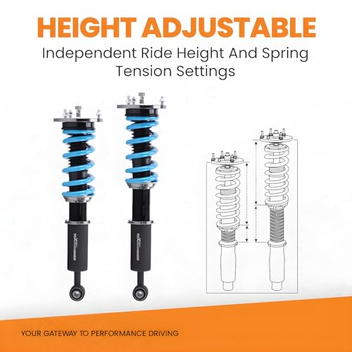 maXpeedingrods Coilover for Lexus LS400 UCF20 1995-2000, 24 Levels Damper Adjustable Shock Absorber Struts, Height Adjustable T6 Upgraded Suspension Lowering Kits Blue