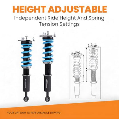 maXpeedingrods Coilover for Lexus LS400 UCF20 1995-2000, 24 Levels Damper Adjustable Shock Absorber Struts, Height Adjustable T6 Upgraded Suspension Lowering Kits Blue
