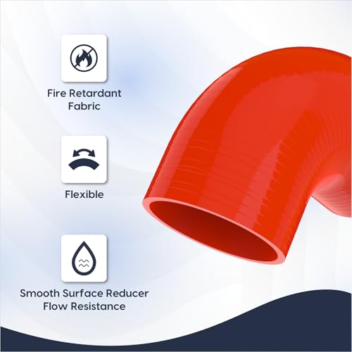 Endure 90 Degree Silicone Elbow Intake Hose 4-Ply, 3.5"(89mm) - Red - color: Red, size: ID - 3.5Inch(89mm)