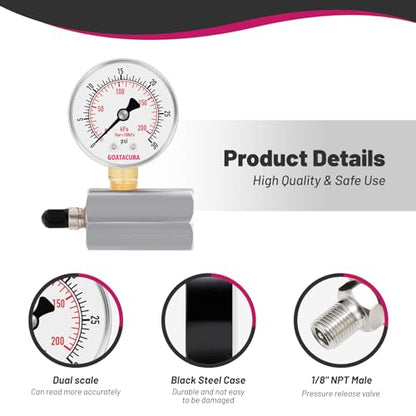 0-100psi/kpa Gas Test Pressure Gauge, 2" Dial Size, 3/4" FNPT Connection, Chrome Plated Steel Body Assembly, 3-2-3% Accuracy - size: 0-100psi, style: Chrome Plated Steel Body