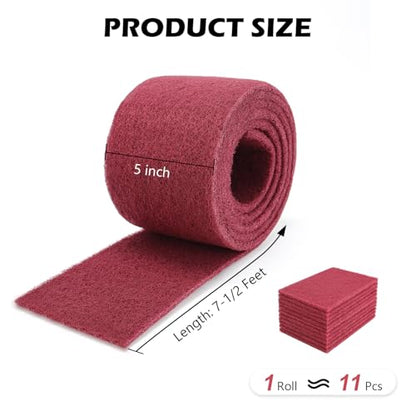 Maroon Scuff Pad Roll 5" x 7-1/2 ft - General Purpose Surface Prep for Auto Body, Woodworking & Paint - color: Maroon, style: 5 Inches * 7-1/2 Feet