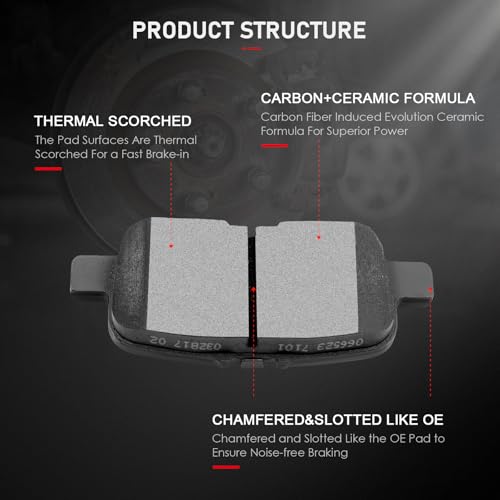 cciyu D793 D865 Brake Pads w/Hardware Front Rear Disc Brake Pad Set - size: Front[D793] + Rear[D865]