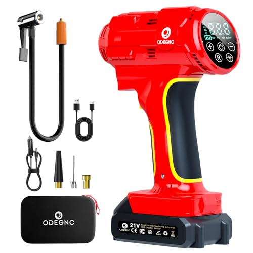 Cordless Air Compressor 160PSI Portable Tire Inflator with 10000mAh Battery & Dual Power System - 2X Faster (35L/min) Auto Shut Off Digital Gauge for Car SUV Truck RV - Red - color: Red