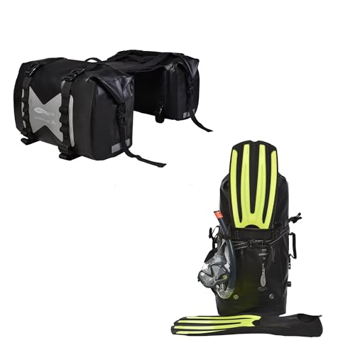 50L Waterproof Motorcycle Saddlebags and 35L Waterproof Backpack for Men and Women - Heavy Duty Roll-Top Floating Dry Bag Backpack for Kayaking, Boating