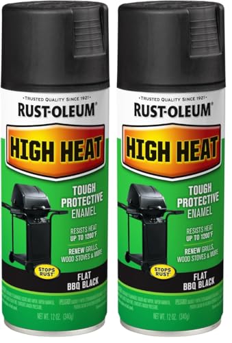 Rust-Oleum High Heat Paint, 12 Fl Oz, Bar-B-Que Black, Pack of 2 | Spray Format | Heat Resistant - color: Bar-B-Que Black, size: 12 oz (Pack of 2)