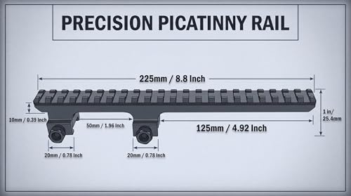 GOTICAL 22 Slots 8.75" / 225mm Length Extended Long Picatinny Rail Cantilever Mount 1" Riser Rail for Optics Flashlight Laser Lightweight Design Alumium Matt Finish Black