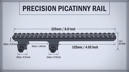 GOTICAL 22 Slots 8.75" / 225mm Length Extended Long Picatinny Rail Cantilever Mount 1" Riser Rail for Optics Flashlight Laser Lightweight Design Alumium Matt Finish Black