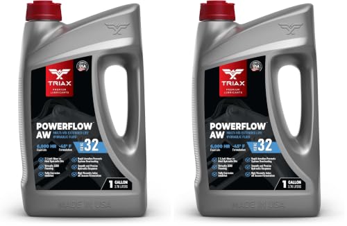 TRIAX Powerflow AW 32 Multi-Viscosity HLP Hydraulic Oil | 6,000 Hour Extended Life | Triple Anti-Wear | True All Season | Pour Point Down to -40F | Virtually Zero Foaming (1 Gallon) (Pack of 2) - size: 1 Gallon (Pack of 2)