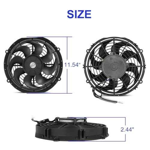 Universal 10 Inch Black Slim Radiator Cooling Fan 12V 80W Push Pull with Mount Kit – Fits Radiators for Vehicles, Cars, Trucks - size: 10 inch