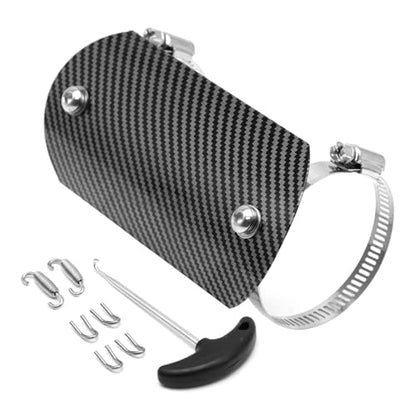 Exhaust Heat Shield Muffler Pipe Heat Cover Protector Guard Imitation Carbon Fiber Stainless Steel for Motorcycle Moped Pit Dirt Bike ATV Scooter (H) - size: H