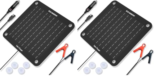 ECO-WORTHY 10W Solar Car Battery Charger Maintainer 12V Waterproof Portable Solar Trickle Charger for Car Truck Boat Lawn Mower RV Trailer Tractor ATV Utility Vehicle Battery (Pack of 2) - size: 10W (Pack of 2)