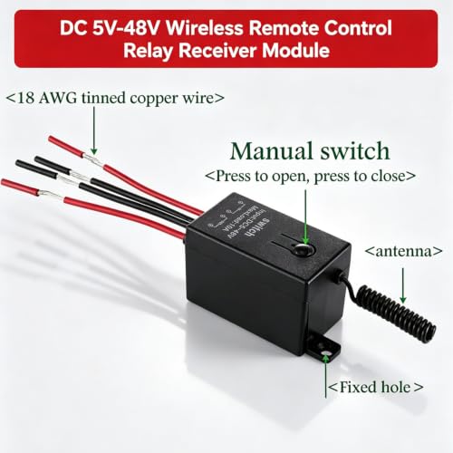 Mini Wireless Switch 12V,5V/12V/48V/10A Relay Remote Switch. - color: 5V-48V Mini Remote switch-10A
