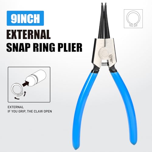 SMOTIVEPRO 9inch External Snap Ring Pliers, Heavy Duty Circlip Removal Tool - size: 1PC 9" External