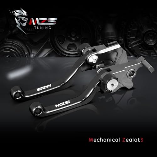 MZS Black Dirt Bike Brake Clutch Levers Adjustable Foldable Pivot Short Set - color: Black, size: KX125/KX250/KX250F/KX450F