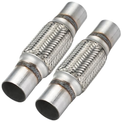 2 Pcs Exhaust Flex Pipe, 2''x 6''Stainless Steel Heavy Duty Exhaust Flex Pipe, Double Braid Exhaust Flex Tube, Overall Length 10'' - size: 2''x6''x10'', style: 2 PCS
