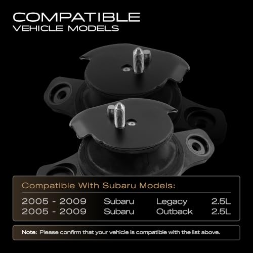 2PCS Engine Motor Mounts Compatible with Subaru Legacy and Outback 2.5L - size: 2005-2009 Legacy and Outback
