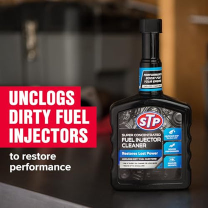 STP Super Concentrated Fuel Injector Cleaner, Injector Cleaner Unclogs Dirty Fuel Injectors and Restores Lost Power, 12 Oz