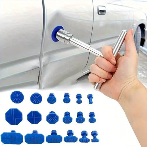 iayokocc Car Dent Puller Kit, Paintless Dent Repair Remover Tool with T Bar/Adhesive Strips Ergonomic Handle Pulling Small Dents Out of Car, Universal Auto Dents Repair Removal Kit