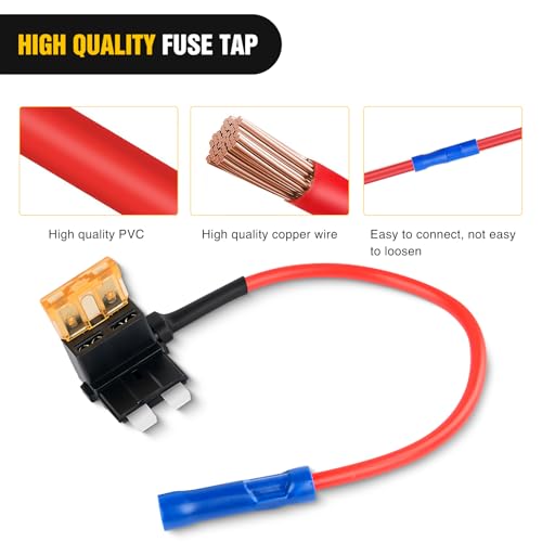 Nilight 10 Pack 12V Add-a-Circuit Standard ATO/ATC Fuse Tap Adapters 5A - color: 10Pcs Standard