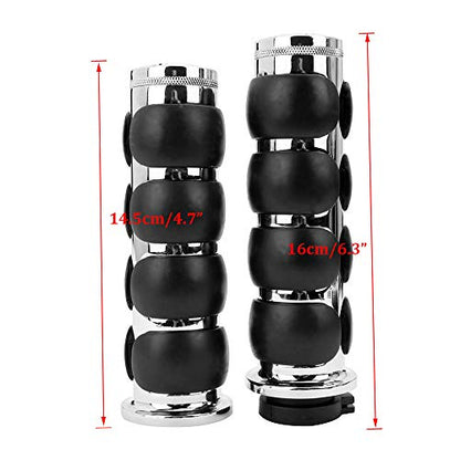 Pair of 1" Dual Chrome Motorcycle Bar End Hand Grips Handlebar Compatible with Cruisers Harley Yamaha Suzuki - color: Chrome#1