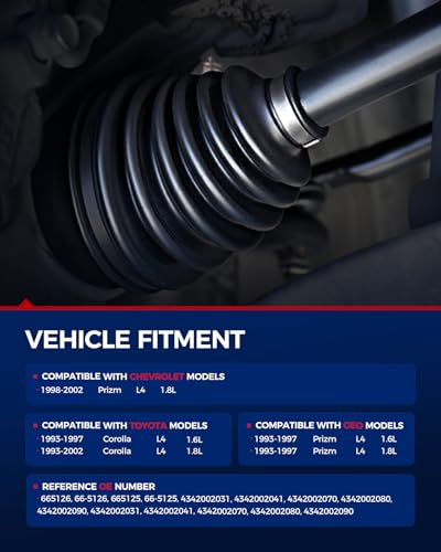 KAX CV Axle Front Driver & Passenger Side for Toyota Corolla & Chevry Prizm - size: Front - 605126 605125