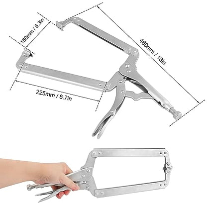 2 Pack 18 Inch C Clamp Locking Pliers,Locking C Clamp, Adjustable Nickel Plated C Pliers For Wood Working, Welding, Electrician Maintenance and more, by GENHAKON - size: 2 Pack 18 Inch