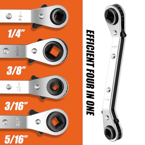 HVAC Service Wrench Set, Air Conditioner Valve Ratchet Wrench - color: Silver, size: 1 Wrench + 2 Hexagon Bit