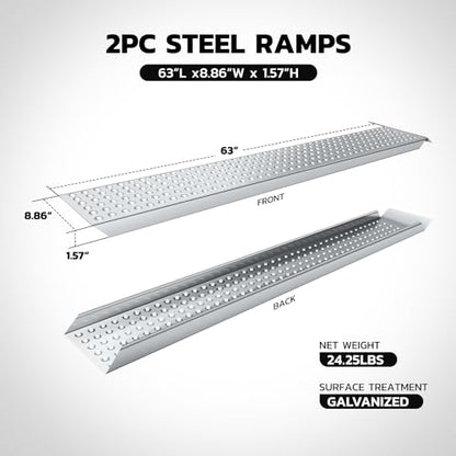 DNA Motoring 63in A3 Steel Versatile Loading Ramp for Hand Truck, Bicycle, Motorcycle, ATV & More, 880 pounds Each Pair Capacity, TOOLS-00466 - size: 2pcs 63'' L x 8.86'' W