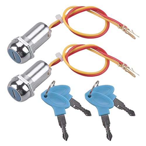 2 Pack 2 Wires Ignition Switch Key Starter Switch with 4 Keys On-Off for Electric Scooter ATV Moped Go Kart