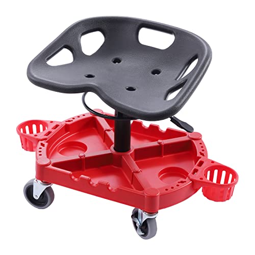 Roller Seat, 330lbs Loading Capacity Rolling Garage Stool with 4 Wheels & Underside Organize Tool Tray Car Detailing Creeper Seat 19.69-25in Height Adjustable for Workshop, Home
