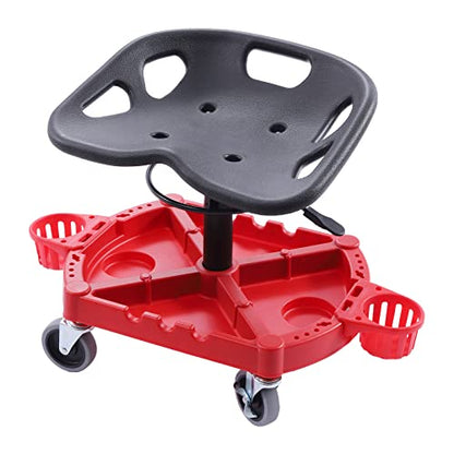 Roller Seat, 330lbs Loading Capacity Rolling Garage Stool with 4 Wheels & Underside Organize Tool Tray Car Detailing Creeper Seat 19.69-25in Height Adjustable for Workshop, Home