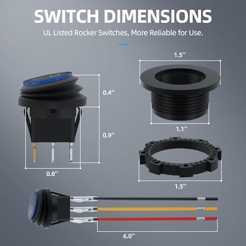 DaierTek Round Rocker Switch 12V 20A UL Listed Waterproof Marine Round Toggle Switch LED Lighted ON Off Switch Heavy Duty 3 Color with Shell for Automotive Car Boat - color: RGB