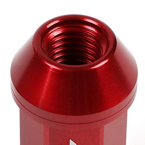 J2 Engineering 20 Pcs 7075 Aluminum Open End M12 x 1.5 Lug Nuts Set w/Socket Adapter, Red, Fit Conical Seat, LN-T7-004-15-RD - color: Red